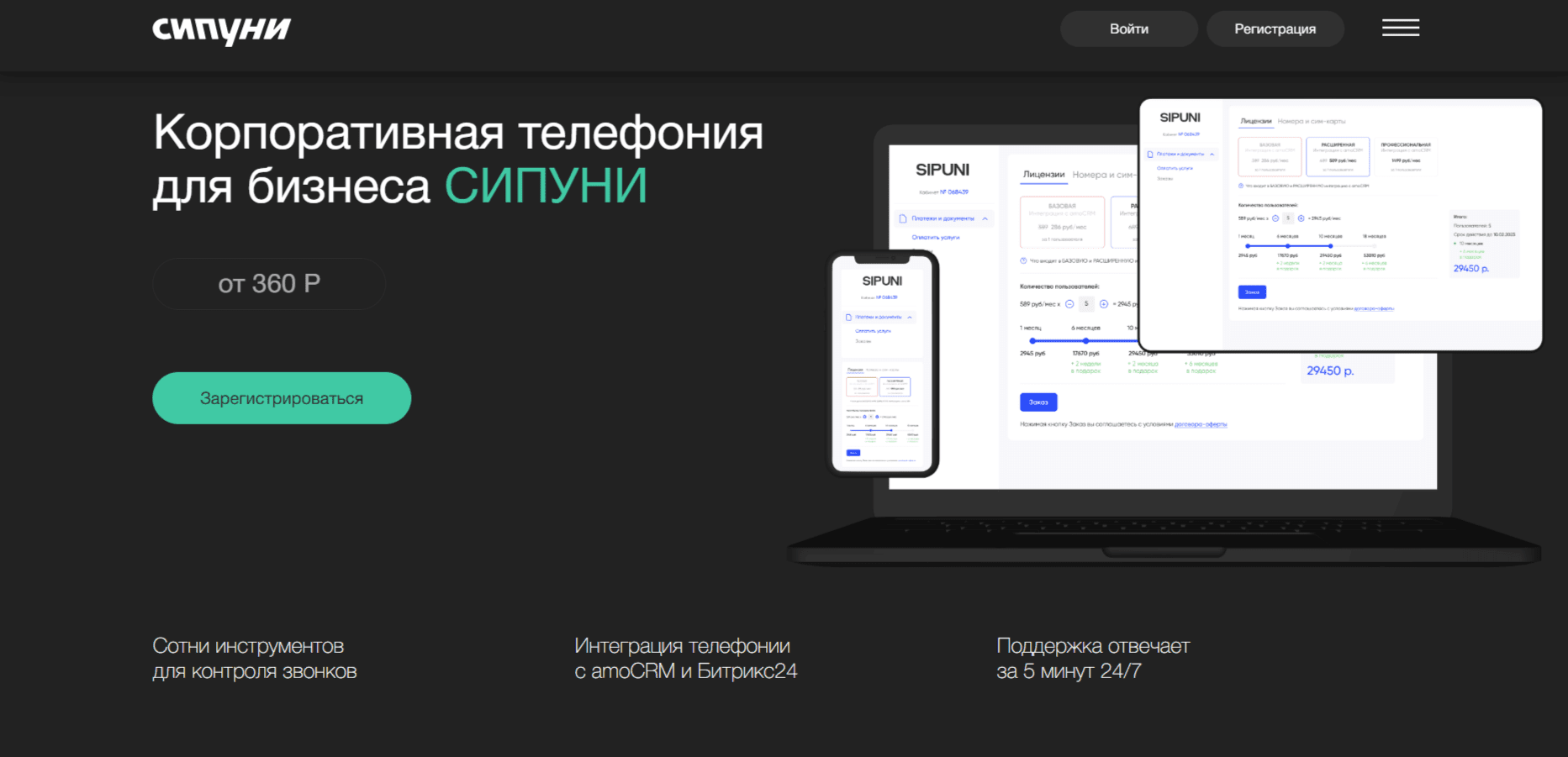 Sipuni: интеграция с amoCRM